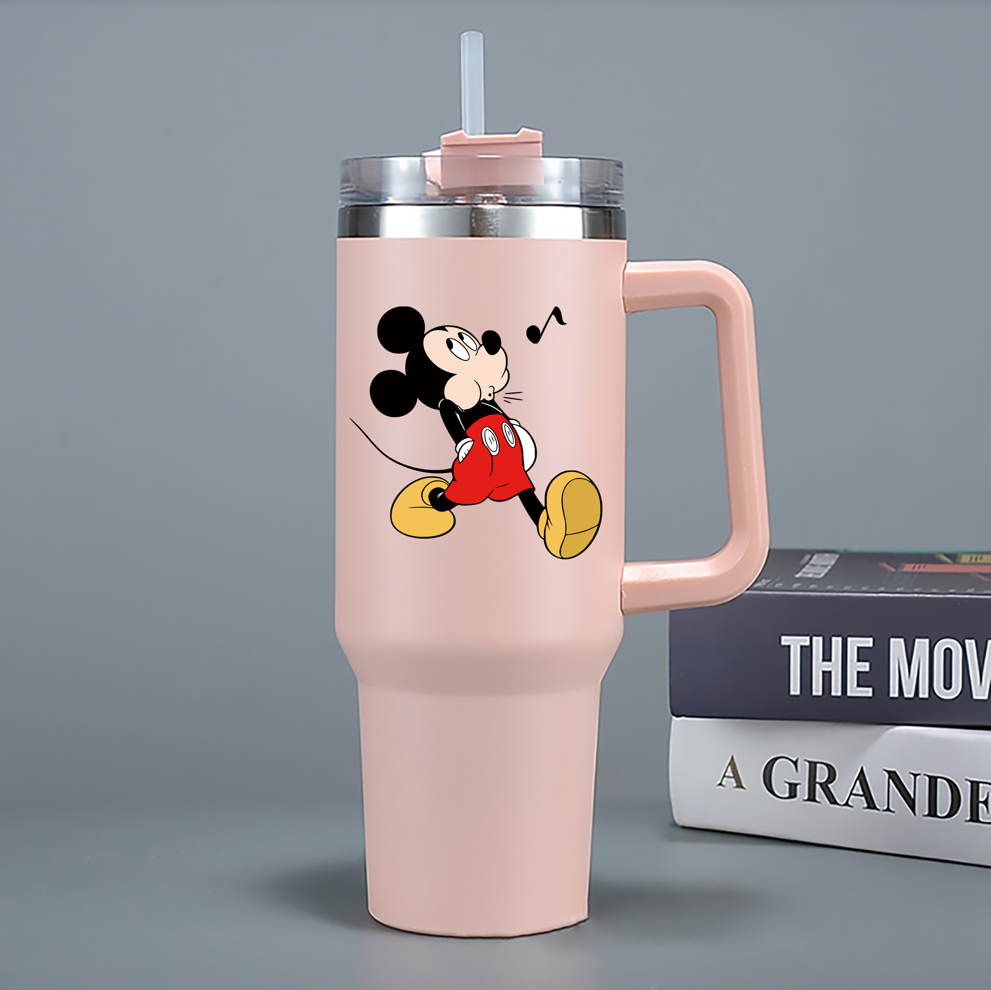 （画像用） ミッキーマウス Mickey Mouse 1200mL車用タンブラー - クリスタルステッカー（プラスチックストロー付き）